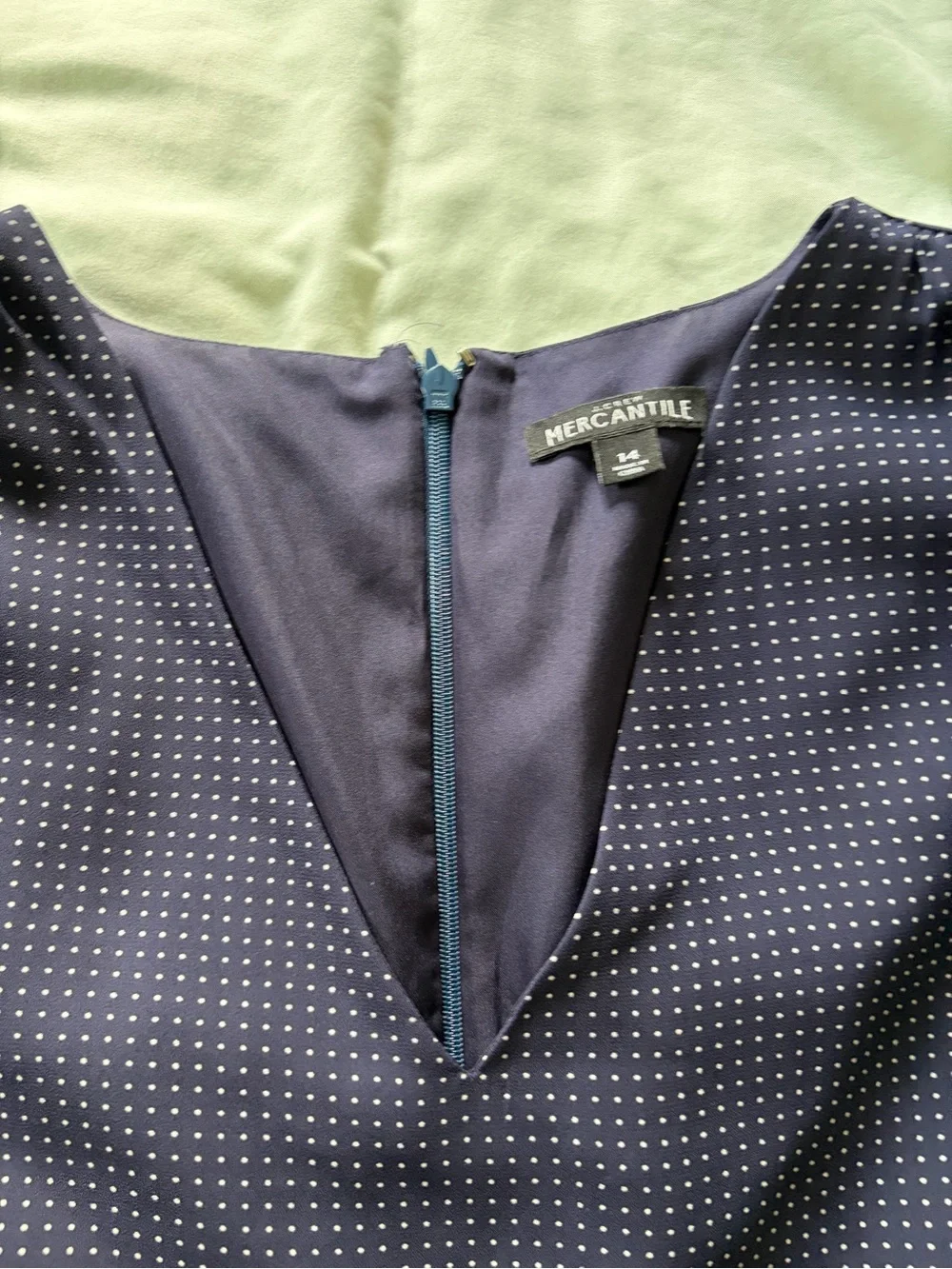 J. Crew Navy Dress with Subtle White Dot Print